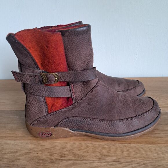 Chaco Hopi Boots Women’s 8 Brown Leather Wool Lined Ankle Pull On Chelsea Comfy - Picture 11 of 11